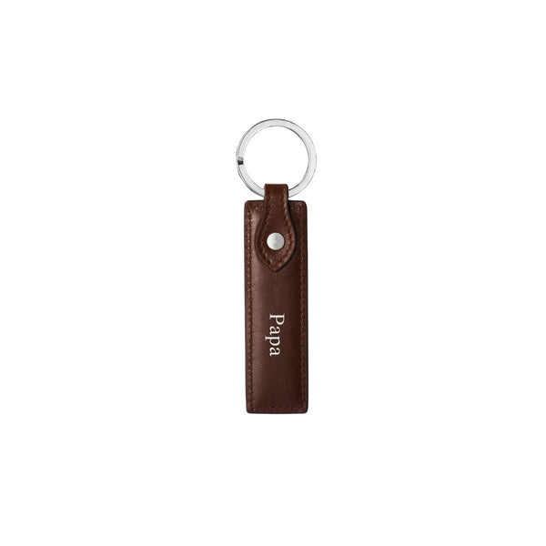 Keycharm Classic Grained Leather | Brown & Silver