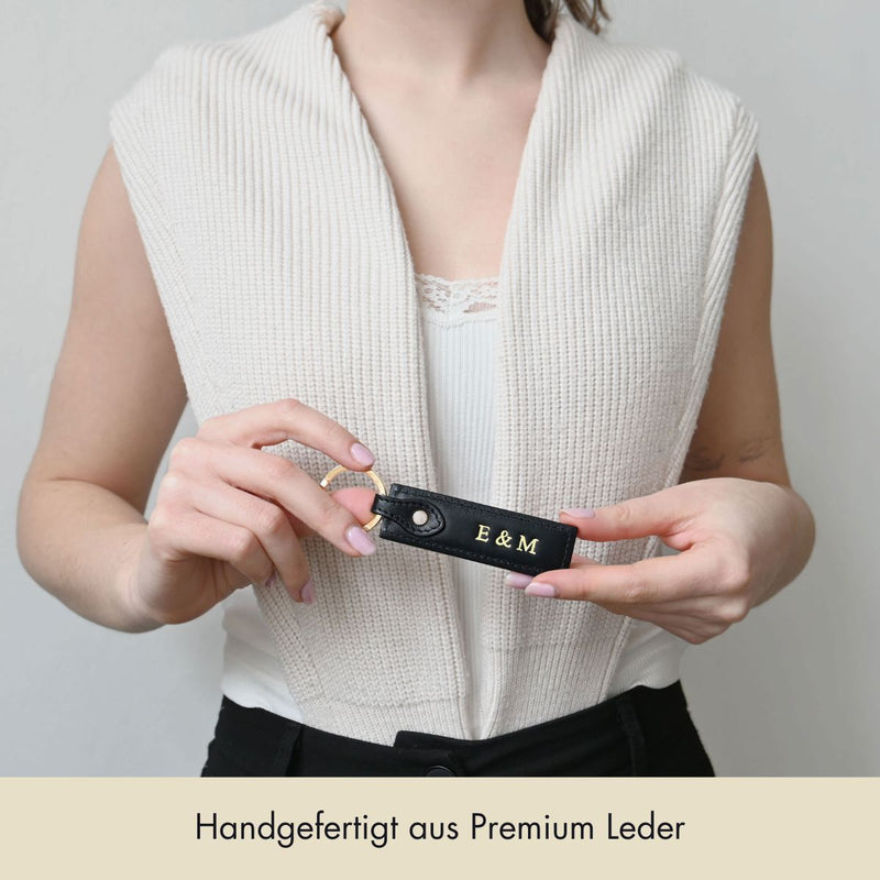 Schlüsselanhänger Classic Schwarz und Gold personalisierbar bei MERSOR