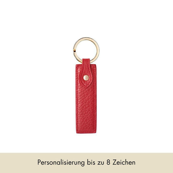 Keycharm Classic Grained Leather | Scarlet & Gold