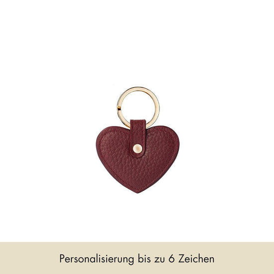 Keycharm Heart Grained Leather | Dark Red & Gold