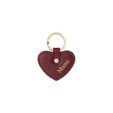 Keycharm Heart Grained Leather | Dark Red & Gold