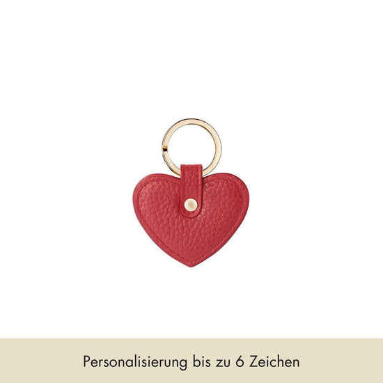 Keycharm Heart Grained Leather | Scarlet & Gold