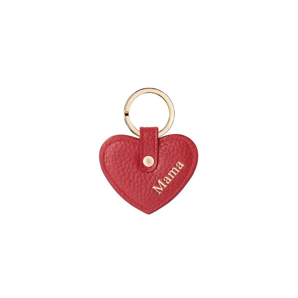 Keycharm Heart Grained Leather | Scarlet & Gold