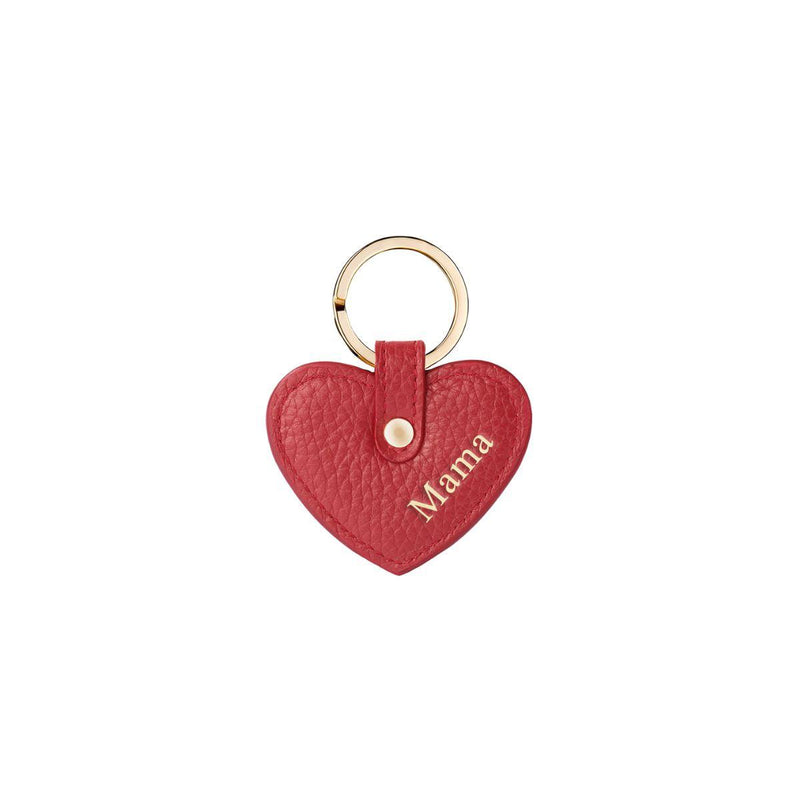 Keycharm Heart Grained Leather | Scarlet & Gold